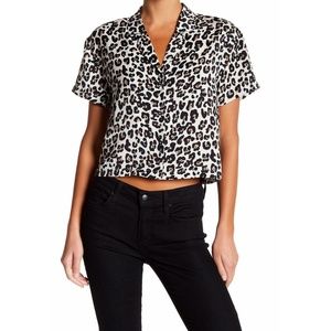 Code x Mode Cheetah Print Button Down Crop